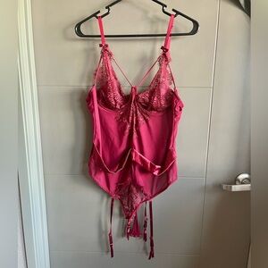 Fashion Nova Burgundy Plus Lace Bodysuit